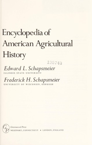 Cover for Encyclopedia of American agricultural history