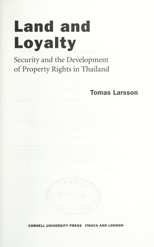 Cover for Land and loyalty