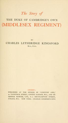 Cover for The story of the Duke of Cambridge's own (Middlesex regiment)