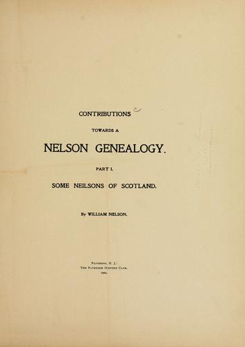 Cover for Contributions towards a Nelson genealogy ...