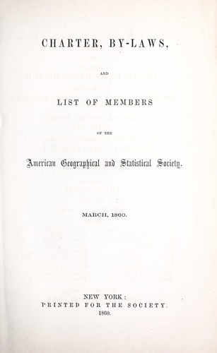 Cover for Charter, by-laws, and list of members of the American geographical and statistical society