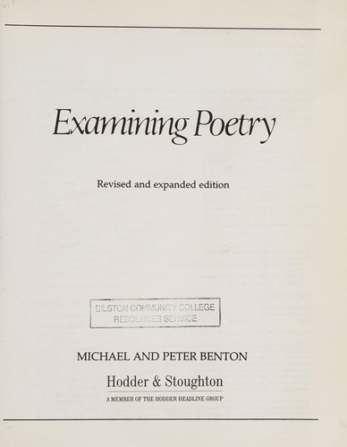Cover for Examining Poetry