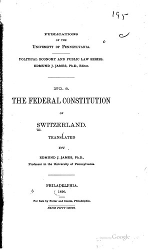 Cover for The federal constitution of Switzerland.