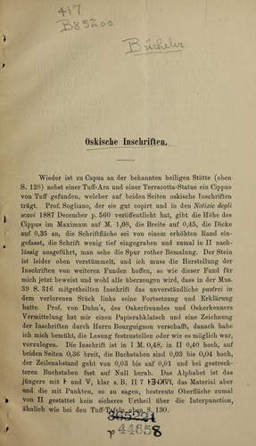 Cover for Oskische inschriften