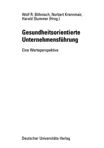 Cover for Gesundheitsorientierte Unternehmensfu hrung