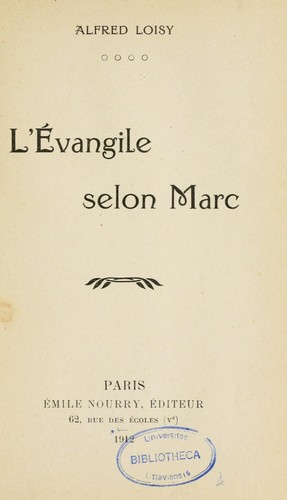 Cover for L'évangile selon Marc