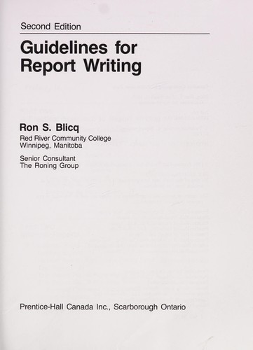 Cover for Guidelines for report writing
