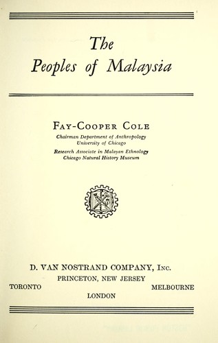 Cover for The peoples of Malaysia.
