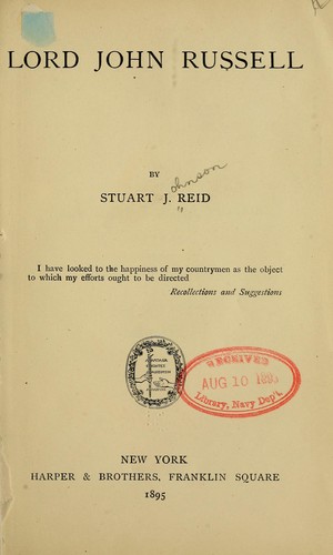 Cover for Lord John Russell, by Stuart J. Reid ...