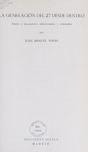 Cover for La generación del 27 desde dentro