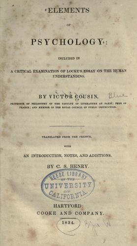 Cover for Elements of psychology