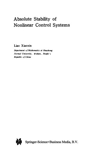Cover for Absolute Stability of Nonlinear Control Systems