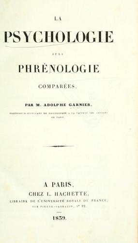 Cover for La psychologie et la phrÃ©nolo