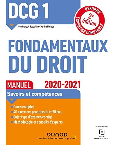 Cover for DCG 1 Fondamentaux du droit - Manuel - 2020/2021