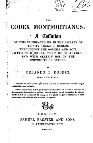 Cover for The codex Montfortianus
