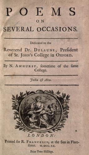 Cover for Poems on several occasions.