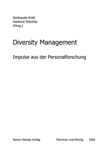 Cover for Diversity Management