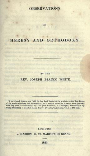 Cover for Observations on heresy and orthodoxy