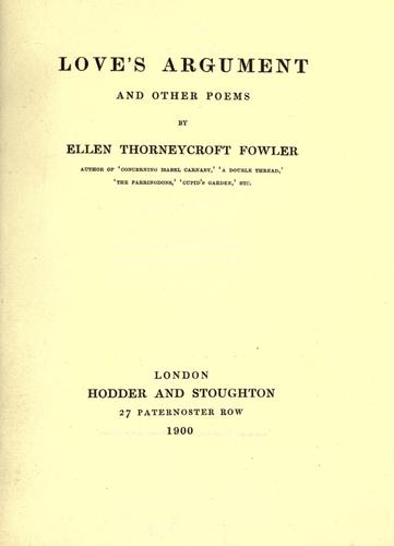 Cover for Love's argument, and other poems