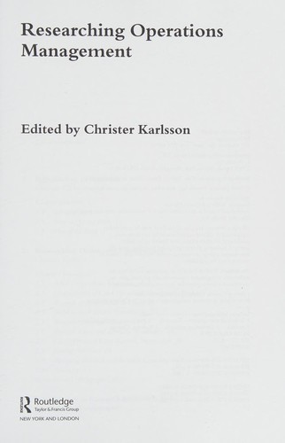 Cover for Researching operations management