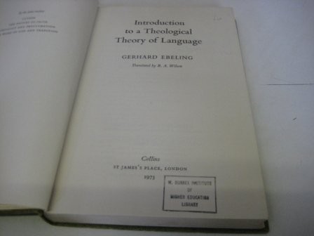 Cover for Introduction to a theological theory of language