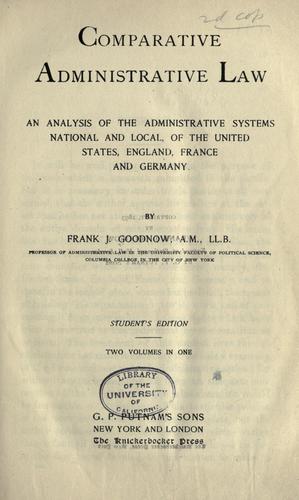 Cover for Comparative administrative law