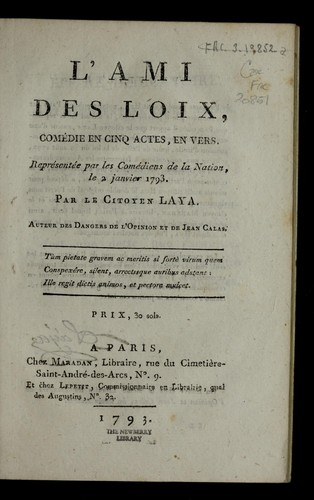 Cover for L'ami des loix