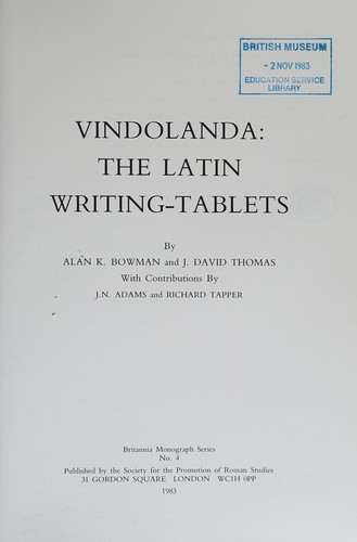 Cover for Vindolanda (Britannia Monograph)
