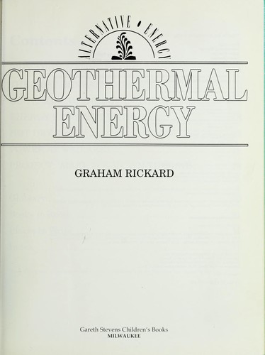 Cover for Geothermal energy