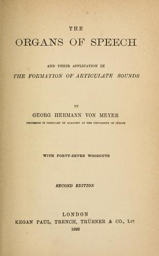 Cover for The organs of speech