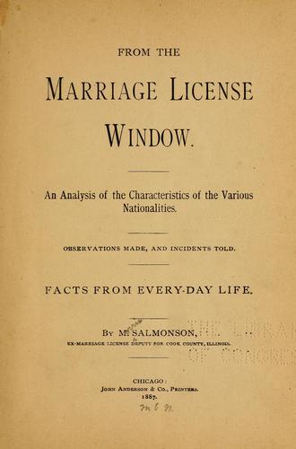 Cover for From the marriage license window