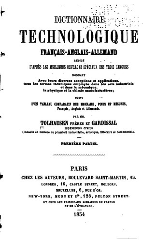 Cover for Dictionnaire technologique ...: rédigé d'après les meilleurs ouvrages ...