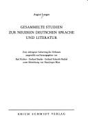 Cover for Gesammelte Studien zur neueren deutschen Sprache und Literatur