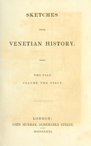 Cover for Sketches from Venetian history.