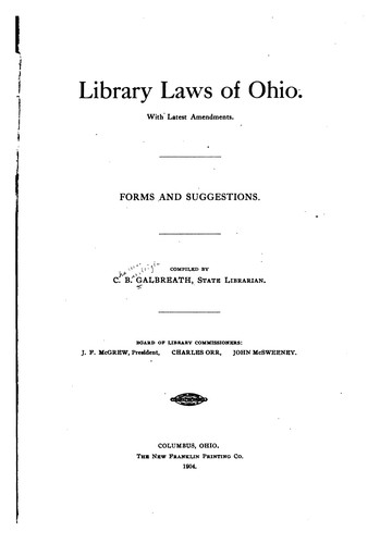 Cover for Library laws of Ohio.