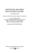 Cover for Pastonchi, ricordo di un poeta ligure