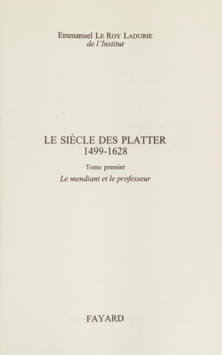 Cover for Le Voyage de Thomas Platter, 1595-1599