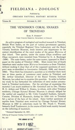 Cover for The venomous coral snakes of Trinidad.