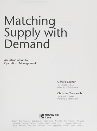 Cover for Matching supply with demand