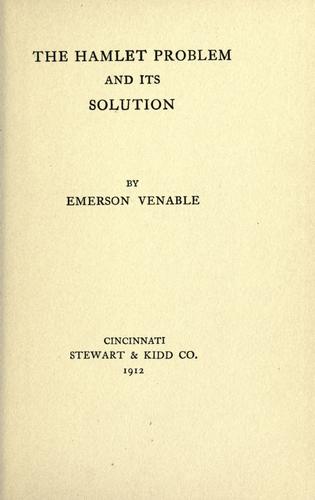 Cover for The Hamlet problem and its solution