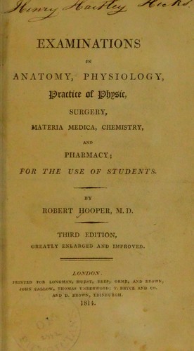 Cover for Examinations in anatomy, physiology, practice of physic, surgery, materia medica, chemistry and pharmacy