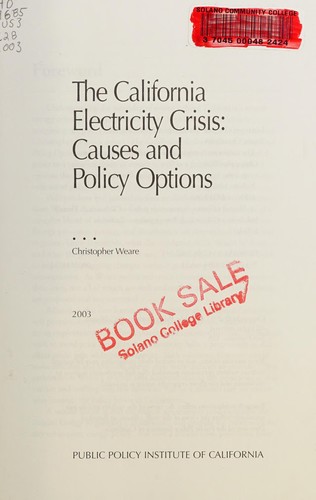Cover for The California electricity crisis