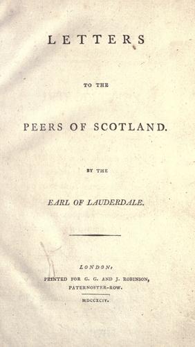 Cover for Letters to the peers of Scotland.
