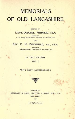 Cover for Memorials of old Lancshire