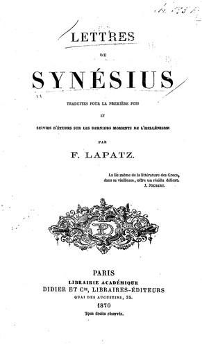 Cover for Lettres de Synésius