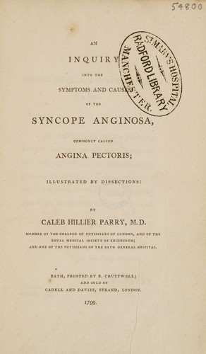 Cover for An inquiry into the symptoms and causes of the syncope anginosa, commonly called angina pectoris; illustrated by dissections