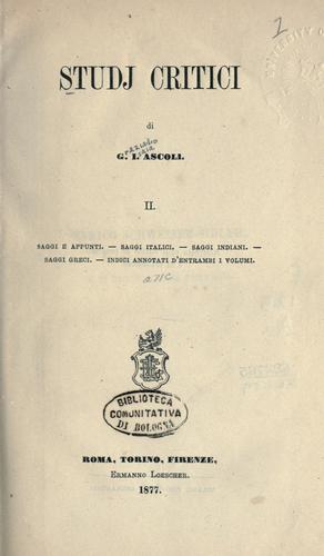 Cover for Studj critici.