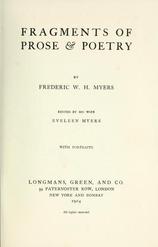 Cover for Fragments of prose & poetry
