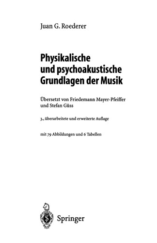 Cover for Physikalische und psychoakustische Grundlagen der Musik