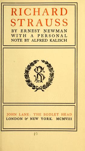 Cover for Richard Strauss
